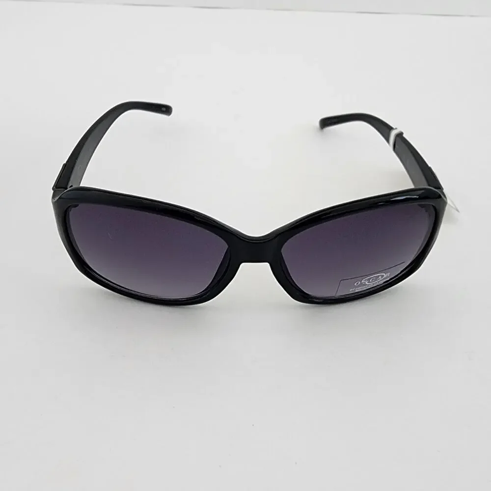 Oscar de la Renta Large Black Animal Print Rounded Square Sunglasses